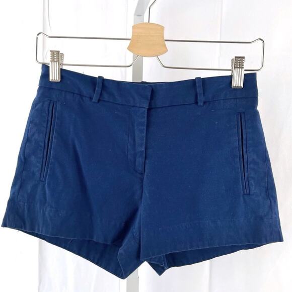 L'Agence Sz 2 Short Shorts Zip Fly Flat Front Cotton Viscose Stretch Navy Blue - Picture 1 of 7